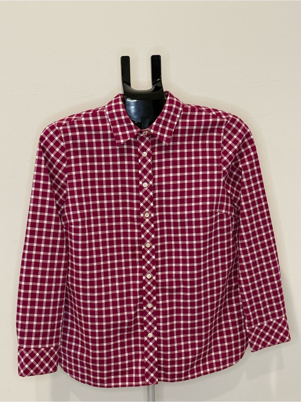 Talbots Burgundy and White Checked Button-Down Shirt
